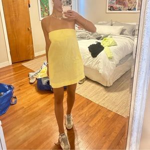 Free People Yellow Linen Mini Dress